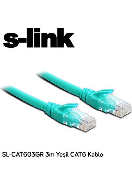 çınar ticaret s-lınk sl-cat603gr cat6 utp ( 3 metre ) yeşil patch kablo