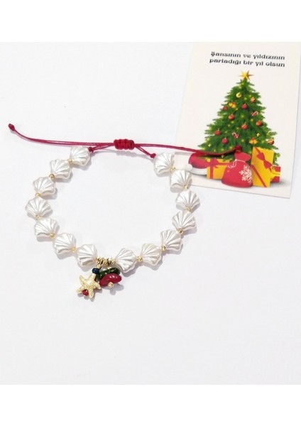 Mercan Deniz Yıldızı Istiridye ve Dorika Boncuklu Yılbaşı Bileklik