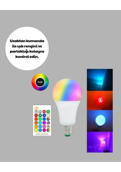 çınar ticaret rgb uzaktan kumandalı led ampul 16 renkli a kalite orijinal modelleri