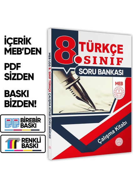 2026 8.Sınıf LGS Türkçe MEB Çalışma Kitabı Soru Bankası (Renkli Baskı A4 Boyutlu) BASKI ÜCRETİ