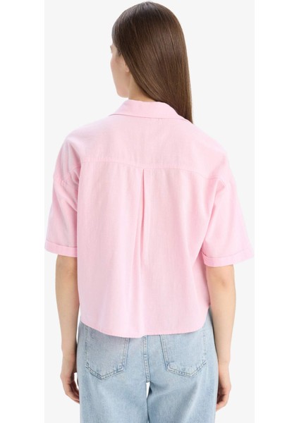 Boxy Fit Basic Düz Kısa Kollu Gömlek V2523AZ25SP