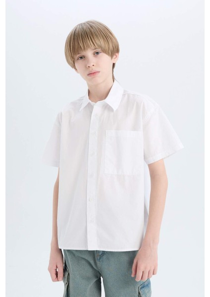 Erkek Çocuk Oversize Geniş Kalıp Polo Yaka Paraşüt Kısa Kollu Gömlek E1588A825HS