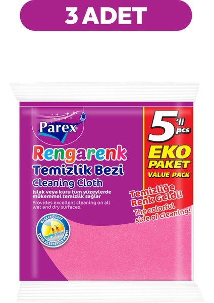 Rengarenk 5'li Temizlik Bezi Üçlü Paket fiyatları