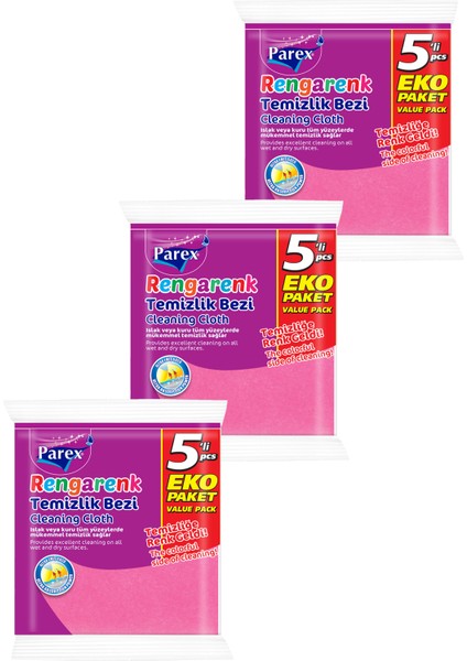 Rengarenk 5'li Temizlik Bezi Üçlü Paket modelleri