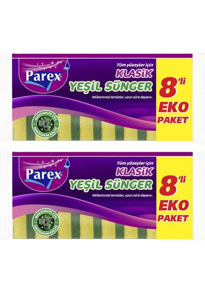 Klasik Yeşil 8'li Düz Sünger İkili Paket modelleri