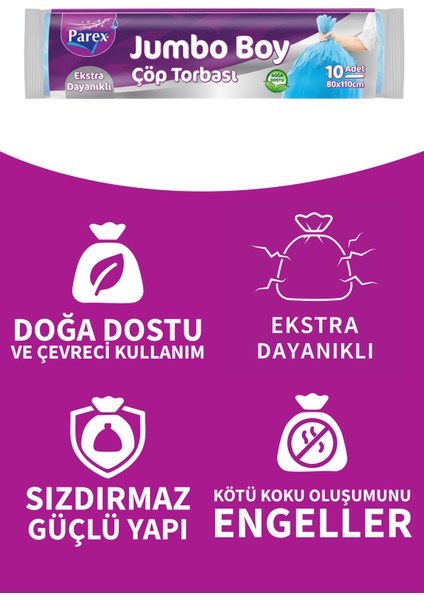 Ekstra Dayanikli 10'lu Çöp Torbası Jumbo Boy 80 x 110 cm Onikili Paket fırsatları