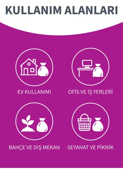 Büzgülü 15'li Çöp Torbası Beyaz Sabun Kokulu Orta Boy 55 x 60 cm Üçlü Paket indirimleri