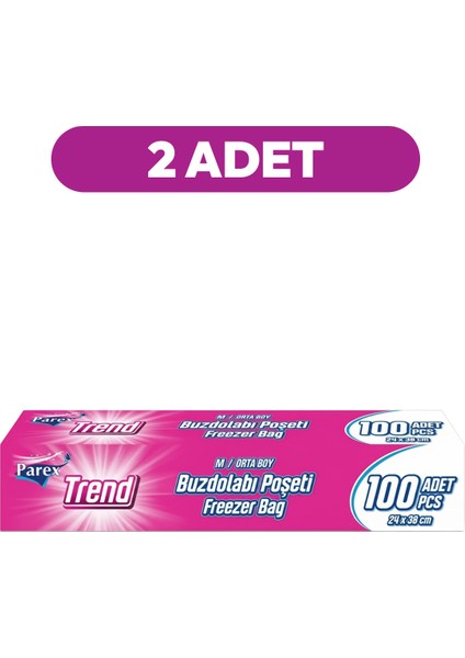 Trend Buzdolabı Poşeti Orta Boy 100’lü 24 x 38 cm İkili Paket fiyatları