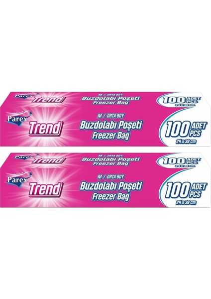 Trend Buzdolabı Poşeti Orta Boy 100’lü 24 x 38 cm İkili Paket modelleri