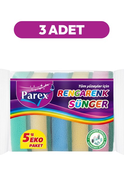 Rengarenk 5'li Düz Sünger Üçlü Paket fiyatları
