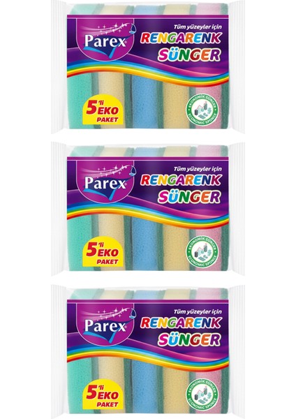 Rengarenk 5'li Düz Sünger Üçlü Paket modelleri