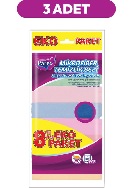 Mikrofiber 8'li Temizlik Bezi Üçlü Paket fiyatları