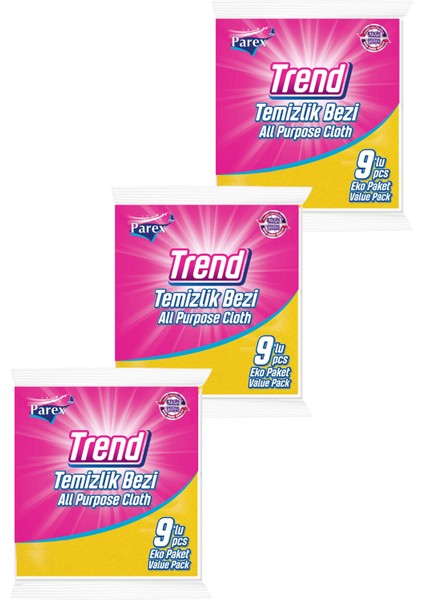 Trend 9'lu Temizlik Bezi Üçlü Paket modelleri