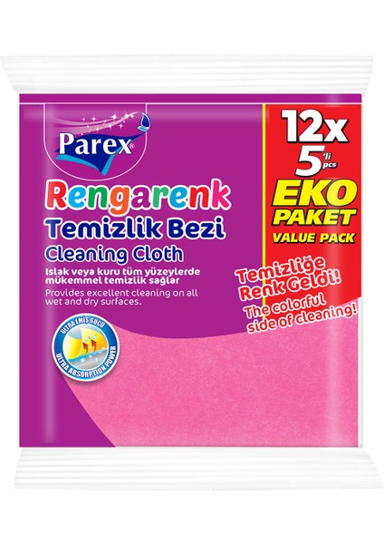 Rengarenk 5'li Temizlik Bezi Onikili Paket modelleri