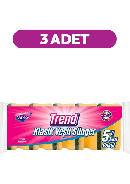 Trend Klasik Oluklu 5'li Sünger Üçlü Paket fiyatları