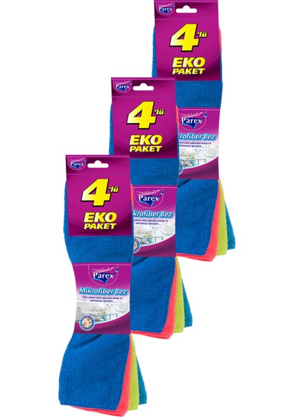 Mikrofiber 4'lü Temizlik Bezi Üçlü Paket modelleri