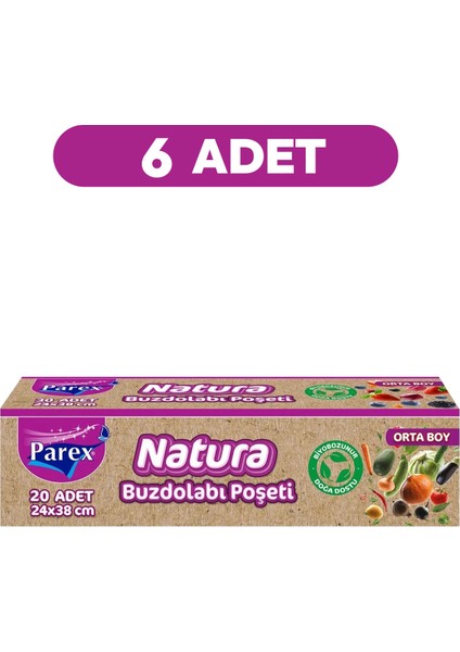 Natura Buzdolabı Poşeti Orta Boy 20’li Altılı Paket fırsatları