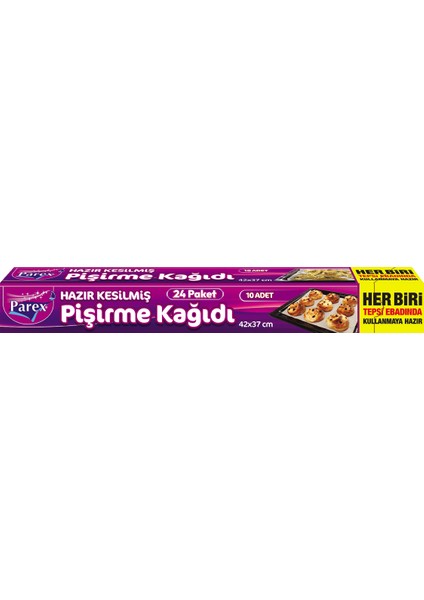Hazır Kesilmiş Pişirme Kağıdı 10’lu 42 x 37 cm 24 Paket 1 Koli