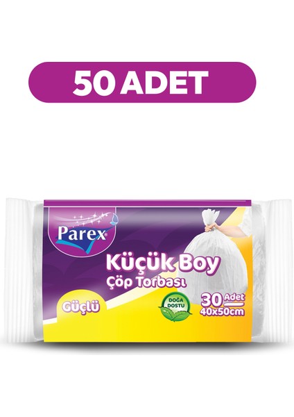 Güçlü Çöp Torbası Küçük Boy 30'lu 40 x 50 cm 50 Paket 1 Koli