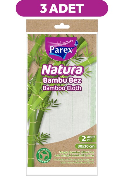 Natura Bambu Bez 2'li Paket 30 x 30 cm Üçlü Set