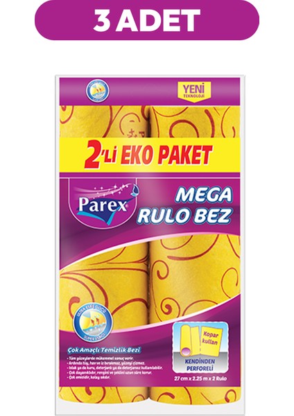 Mega Rulo Temizlik Bezi 2'li Eko Paket Üçlü Set