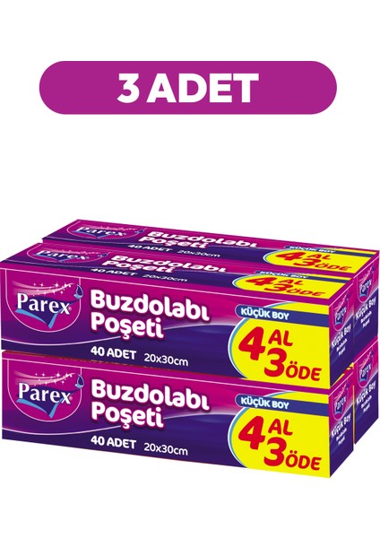 Buzdolabı Poşeti Küçük Boy 4 Al 3 Öde (4*40) 20 x 30 cm Üçlü Set indirimleri