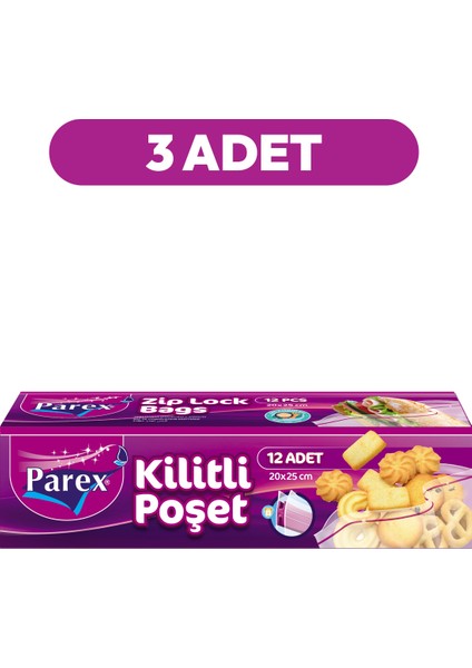 Kilitli Buzdolabı Poşeti Küçük Boy 12'li 20 x 25 cm Üçlü Set indirimleri