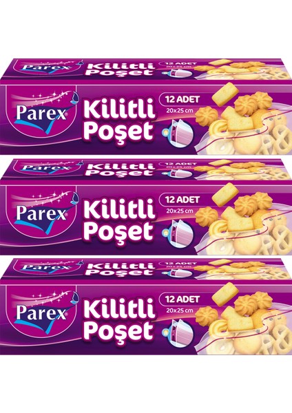 Kilitli Buzdolabı Poşeti Küçük Boy 12'li 20 x 25 cm Üçlü Set