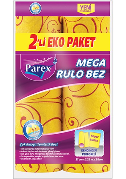 Mega Rulo 2'li Temizlik Bezi ve 8'li Mikrofiber Temizlik Bezi Paketi modelleri