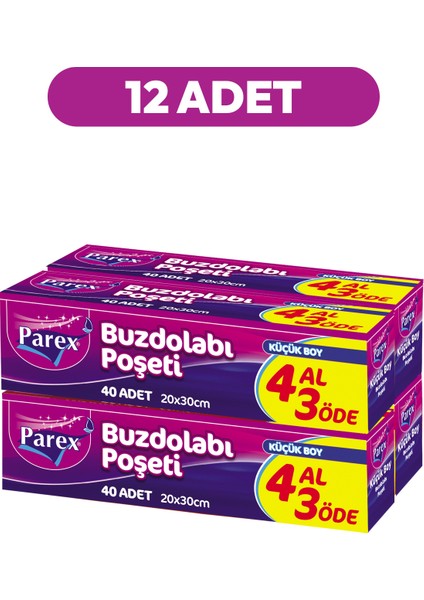 Buzdolabı Poşeti Küçük Boy 4 Al 3 Öde (4*40) 20 x 30 cm 12 Paket 1 Koli