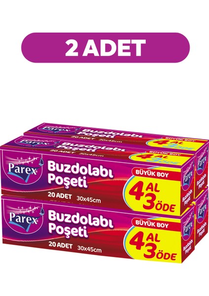 Buzdolabı Poşeti Büyük Boy 4 Al 3 Öde (4*20) 30 x 45 cm İkili Set indirimleri