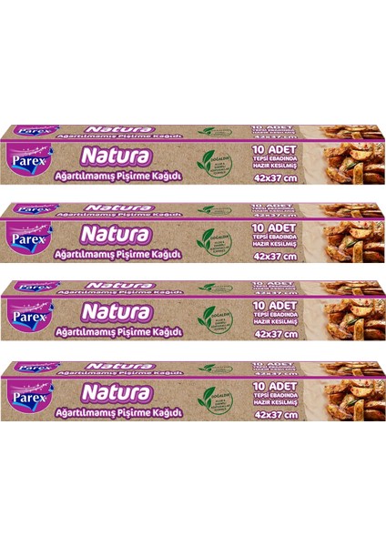 Natura Ağartılmamış Hazır Kesilmiş Pişirme Kağıdı 10’lu 4 Paket fiyatları