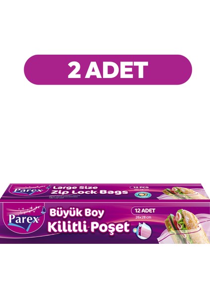 Kilitli Buzdolabı Poşet Büyük Boy 12'li 26 x 28 cm İkili Set indirimleri