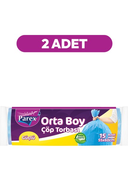 Güçlü Çöp Torbası Orta Boy 15'li 55 x 60 cm İkili Set