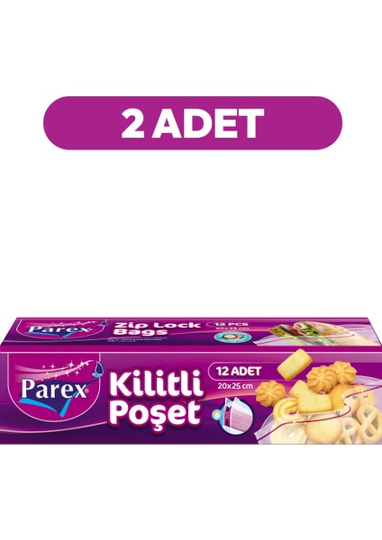 Kilitli Buzdolabı Poşeti Küçük Boy 12'li 20 x 25 cm İkili Set indirimleri