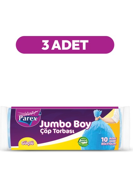 Güçlü Çöp Torbası Jumbo Boy 10'lu 80 x 110 cm Üçlü Set