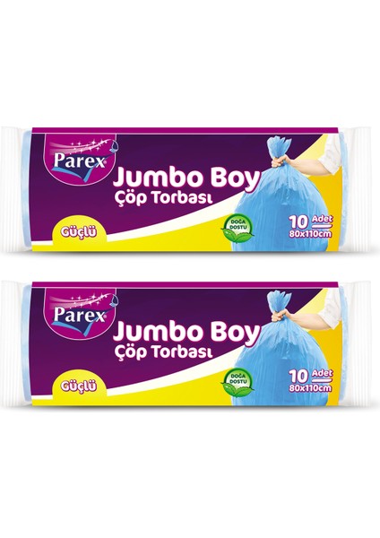Güçlü Çöp Torbası Jumbo Boy 10'lu 80 x 110 cm İkili Set