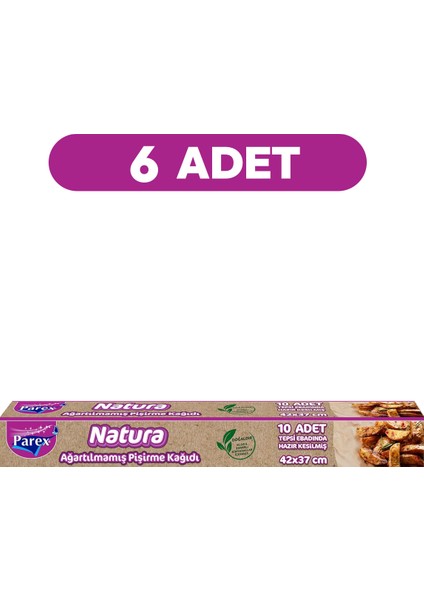 Natura Ağartılmamış Hazır Kesilmiş Pişirme Kağıdı 10’lu 6 Paket fiyatları