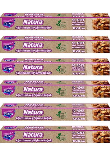 Natura Ağartılmamış Hazır Kesilmiş Pişirme Kağıdı 10’lu 6 Paket modelleri
