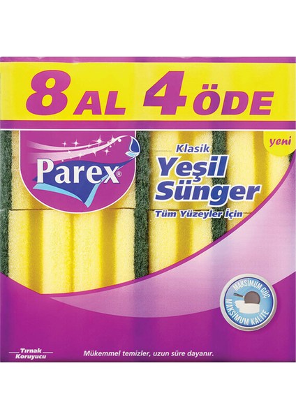 Klasik Yeşil Sünger Oluklu 8'li