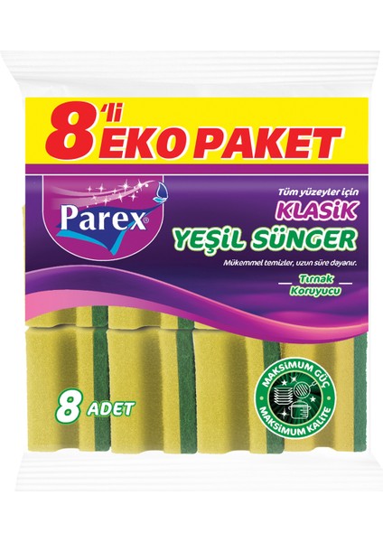 Klasik Yeşil Sünger Oluklu 8'li fiyatları