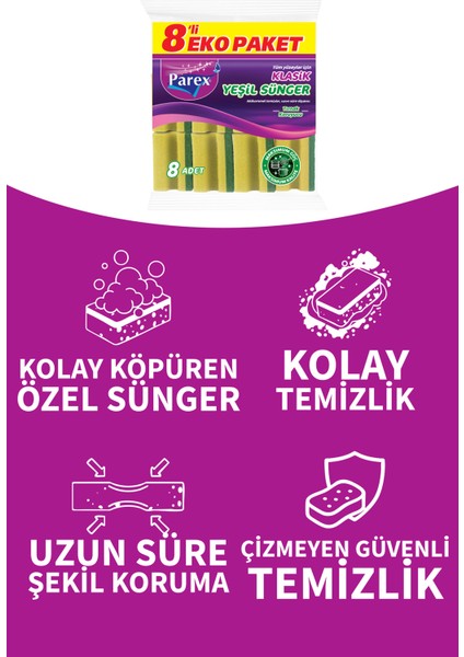 Klasik Yeşil Sünger Oluklu 8'li modelleri