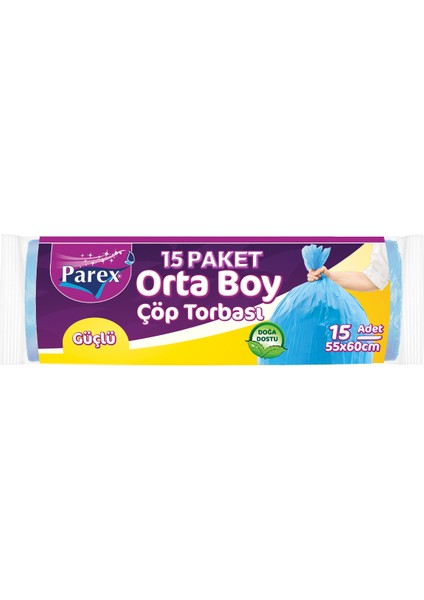 Güçlü Çöp Torbası Orta Boy 15'li 55 x 60 cm 15 Paket