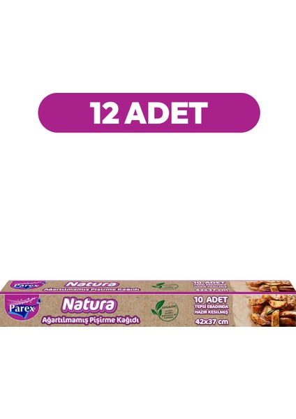 Natura Ağartılmamış Hazır Kesilmiş Pişirme Kağıdı 10’lu 12 Paket fiyatları