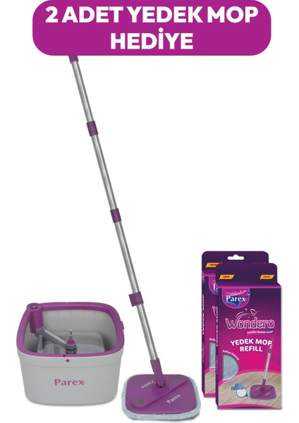Wondero +2 Yedek Moplu Bezli Temiz Su Ile Kirli Su Ile Ayıran Otomatik Temizlik Seti
