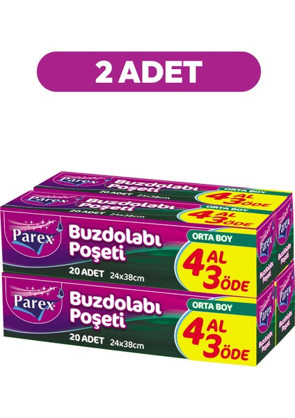Buzdolabı Poşeti Orta Boy 4 Al 3 Öde (4*20) 24 x 38 cm İkili Set indirimleri