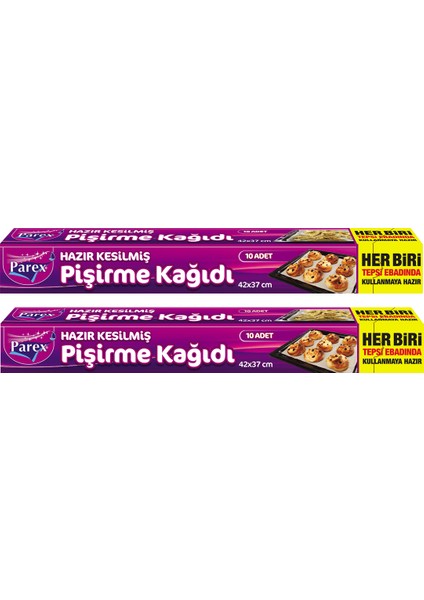 Hazır Kesilmiş Pişirme Kağıdı 10’lu 42 x 37 cm İkili Set