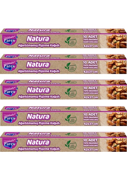 Natura Ağartılmamış Hazır Kesilmiş Pişirme Kağıdı 10’lu 5 Paket fiyatları