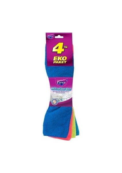 Mikrofiber Temizlik Bezi 4'lü Eko Açık Paket