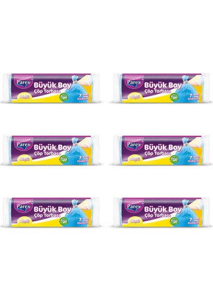 Güçlü Çöp Torbası Büyük Boy 10'lu 65 x 80 cm 6 Paket